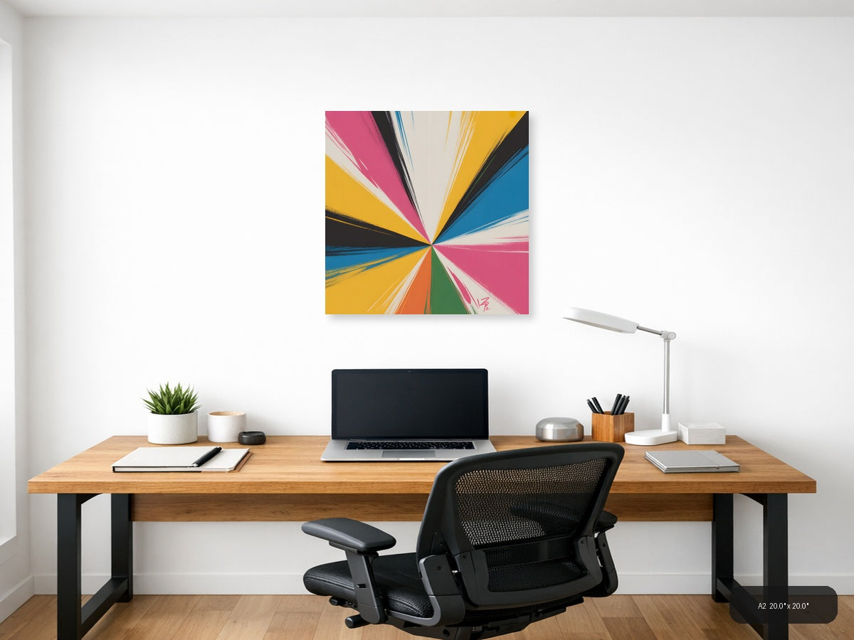 Vibrant Radial Burst Abstract Multicolor Wall Art — A2 / Office