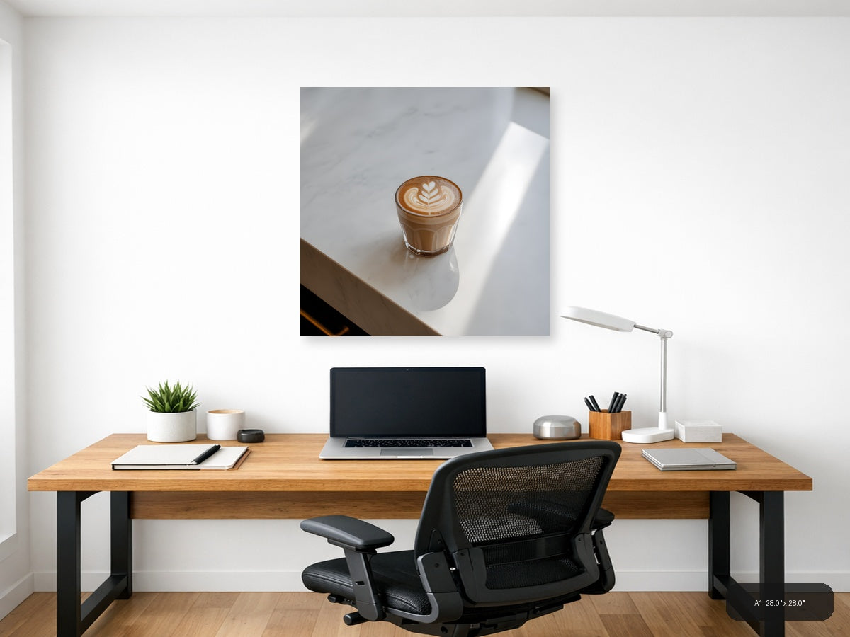 Minimalist Coffee Cup Latte Art Wall Art — A1 / Office