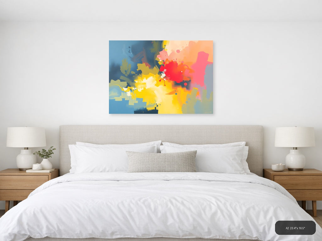 Vibrant Abstract Splatter Landscape Wall Art — A2 / Bedroom