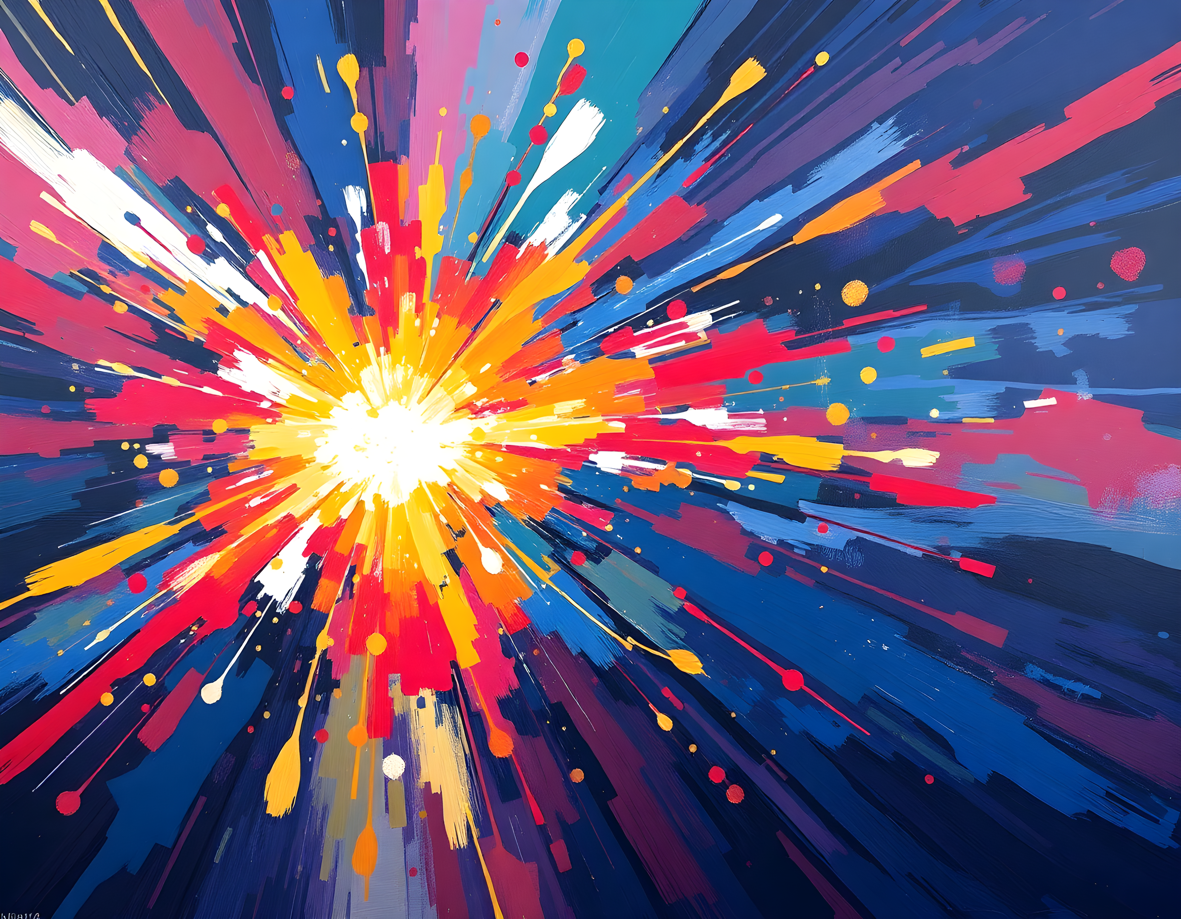 Vibrant Radiant Burst Abstract Explosion Wall Art