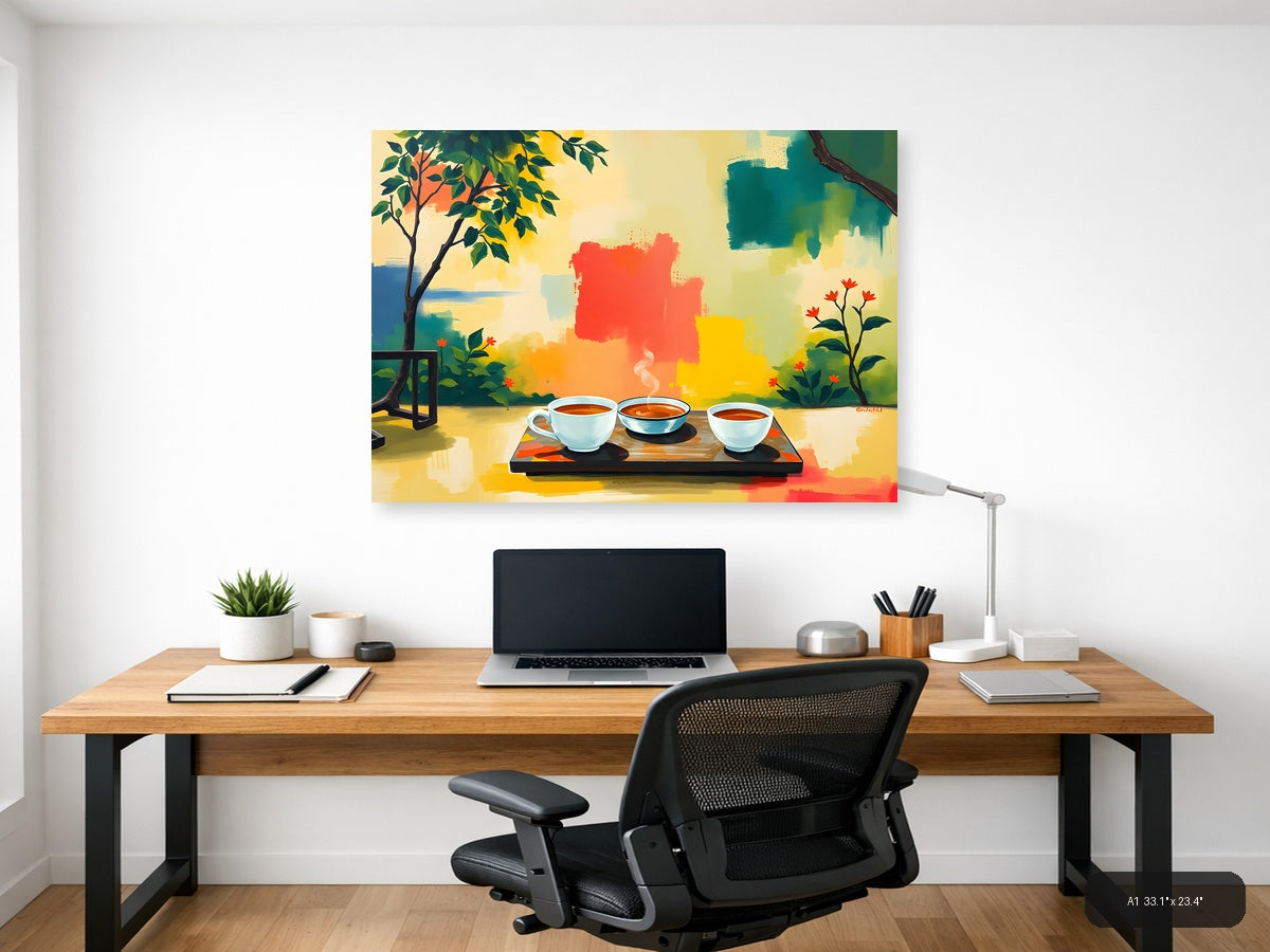Abstract Garden Tea Ceremony Landscape Wall Art — A1 / Office