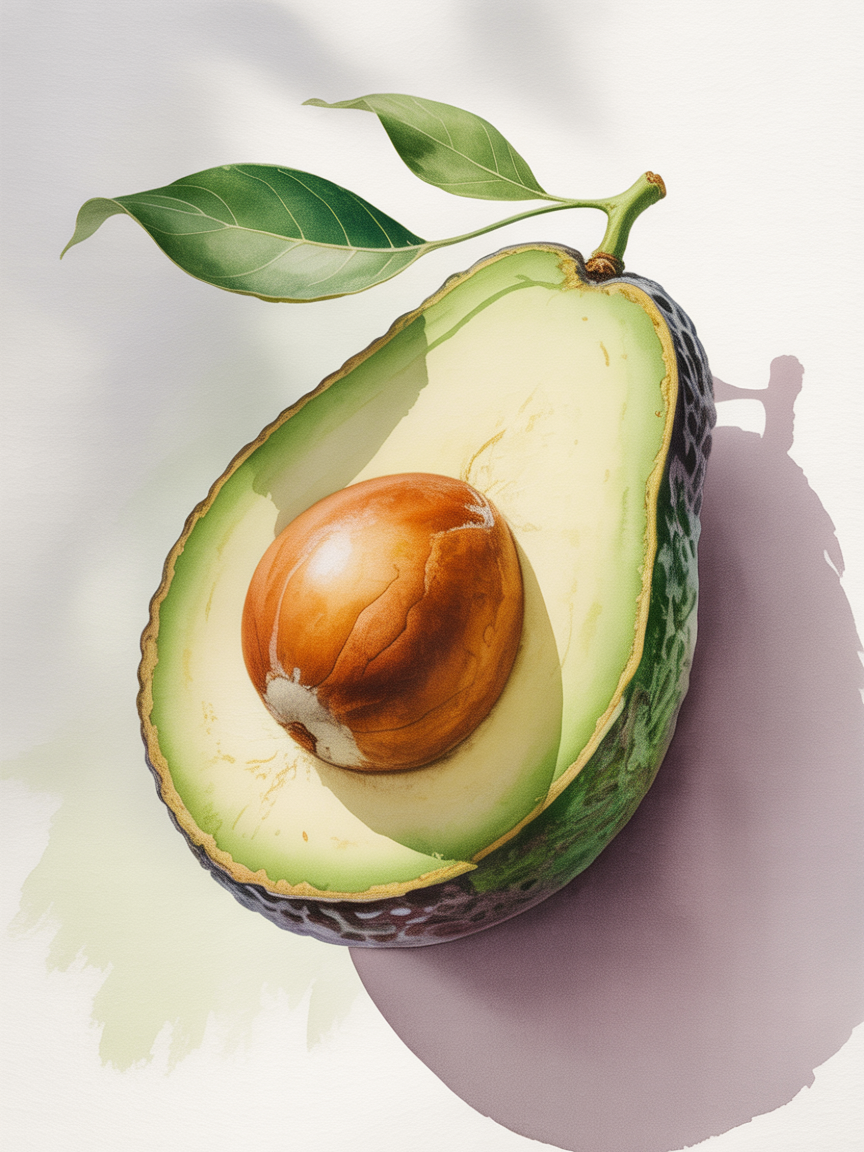 Avocado — Watercolor (Portrait) Canvas Print | Watercolor Wall Art | A4 A3 A2 A1