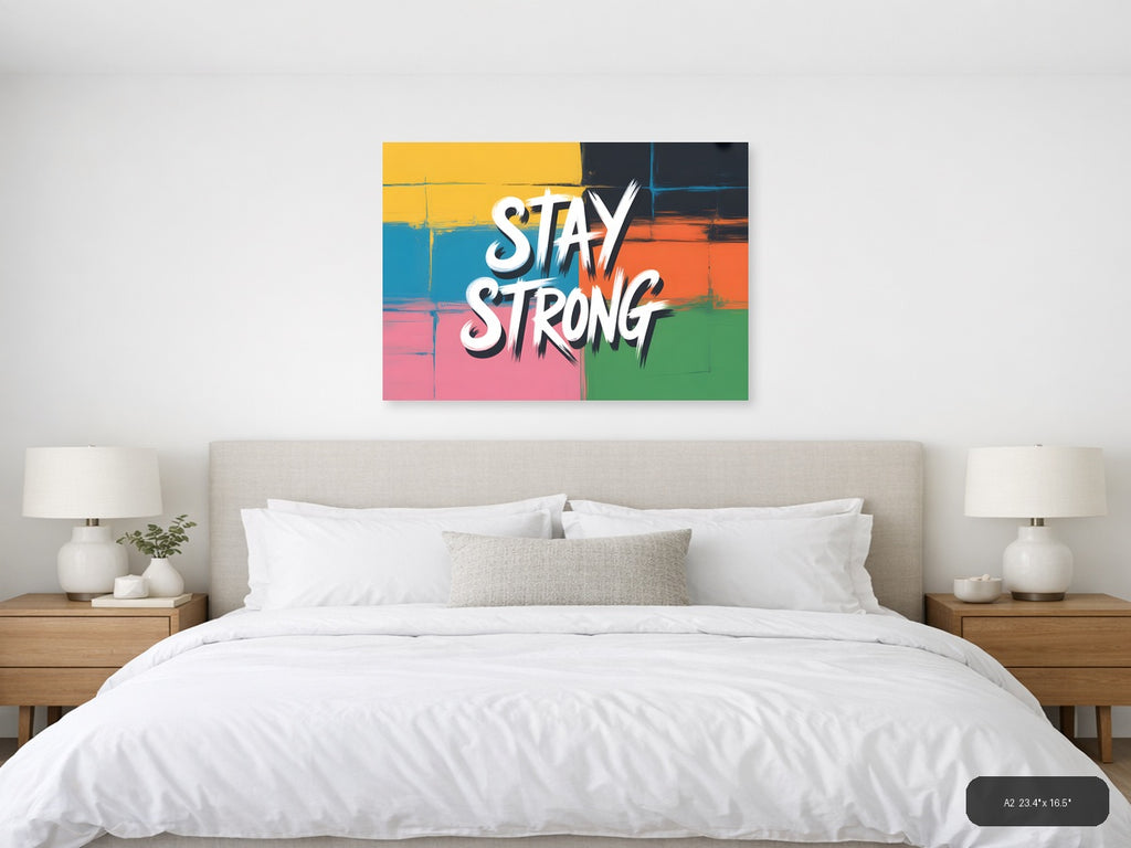 Stay Strong Colorful Abstract Street Art Wall Art — A2 / Bedroom