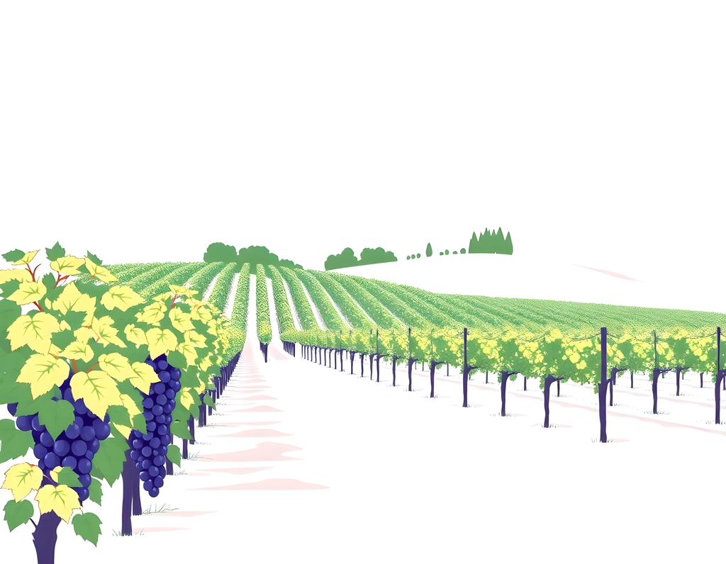Minimalist Vineyard Landscape with Purple Grapes Wall Art