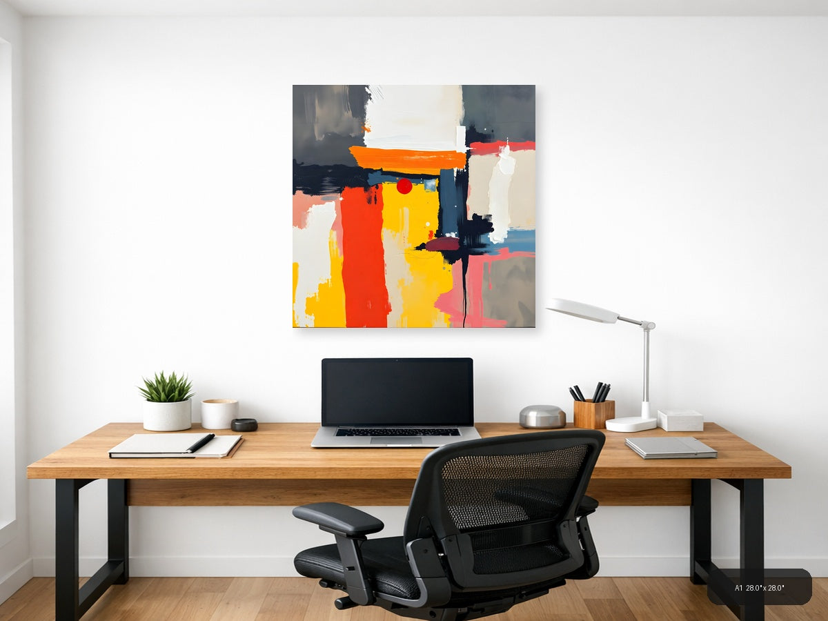 Abstract Geometric Composition - Vibrant Modern Wall Art — A1 / Office