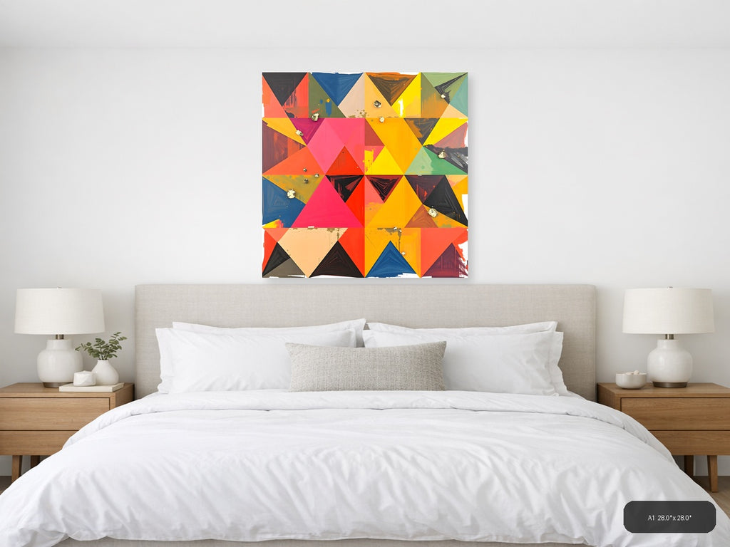 Colorful Geometric Triangle Abstract Wall Art — A1 / Bedroom