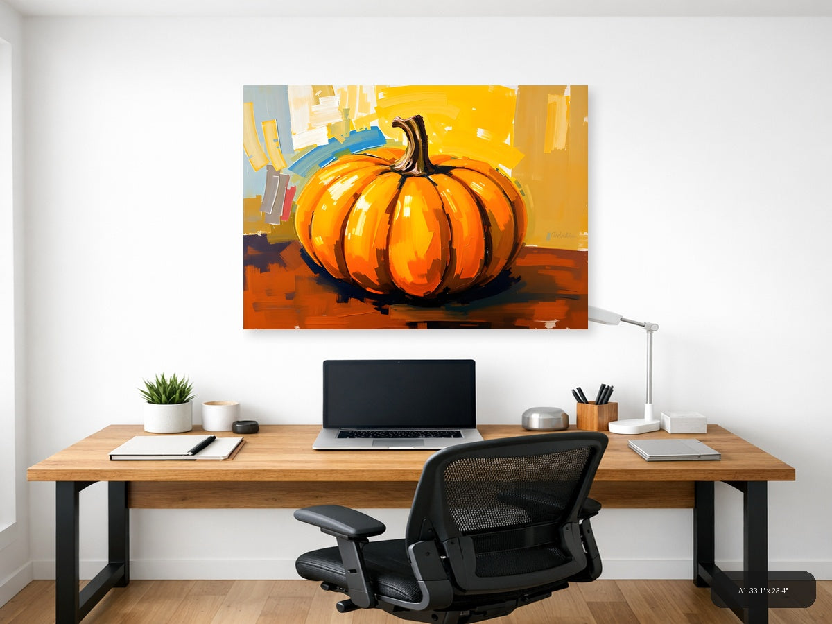 Abstract Orange Pumpkin Modern Expressionist Wall Art — A1 / Office