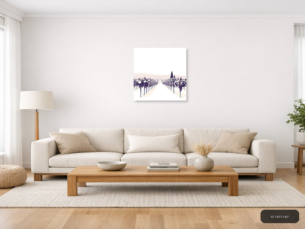 Minimalist Vineyard Path Wall Art — A3 / Living Room