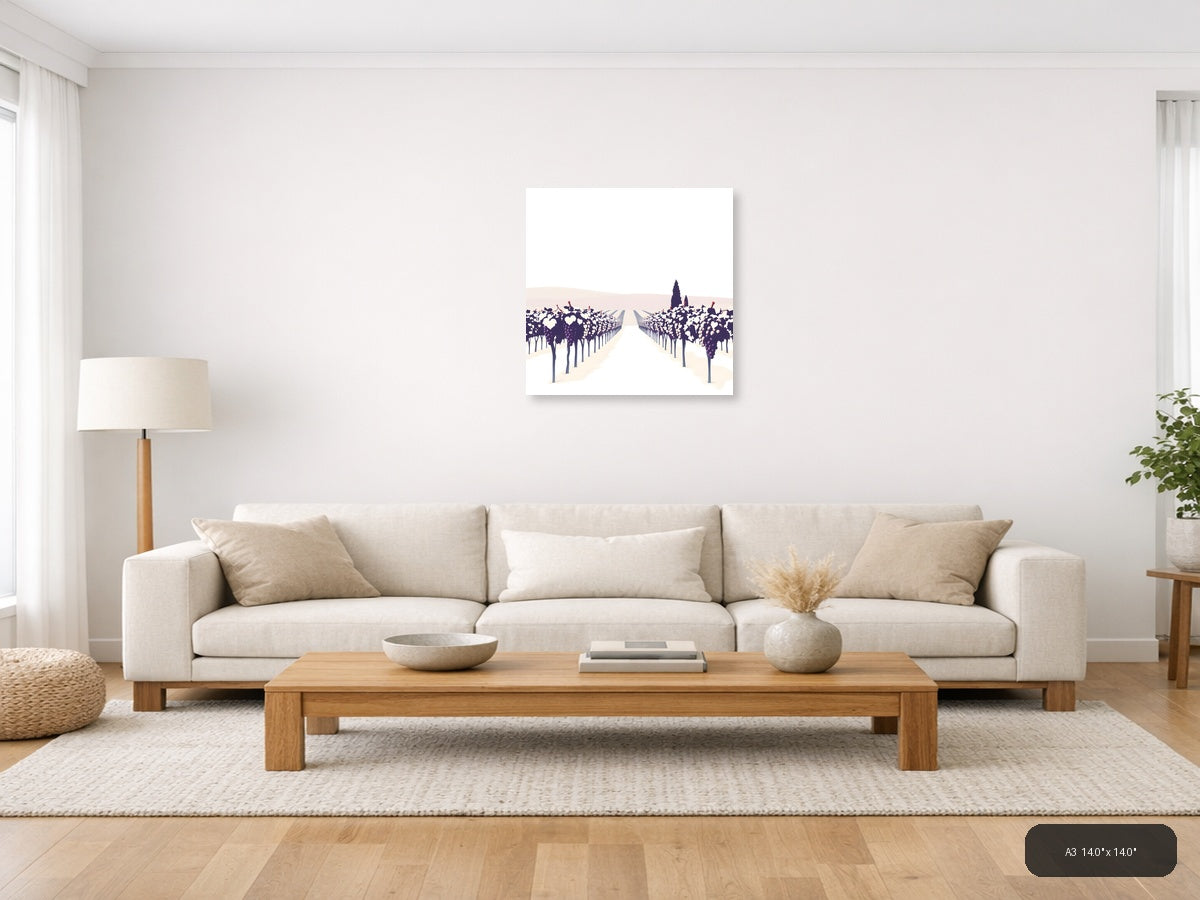 Minimalist Vineyard Path Wall Art — A3 / Living Room