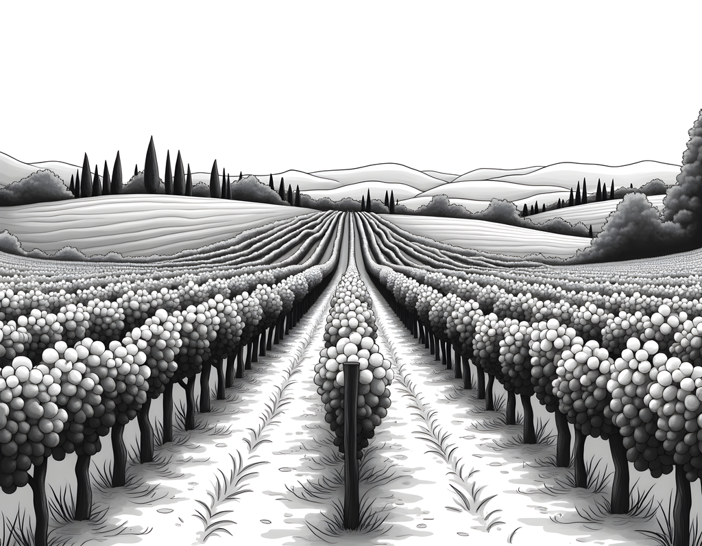 Tuscan Vineyard Landscape Line Art Wall Art