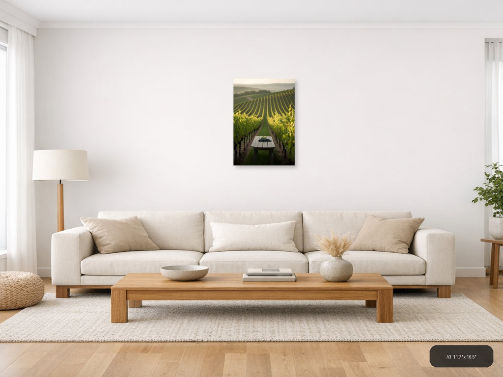 Vineyard Harvest Table Minimalist Wall Art — A3 / Living Room