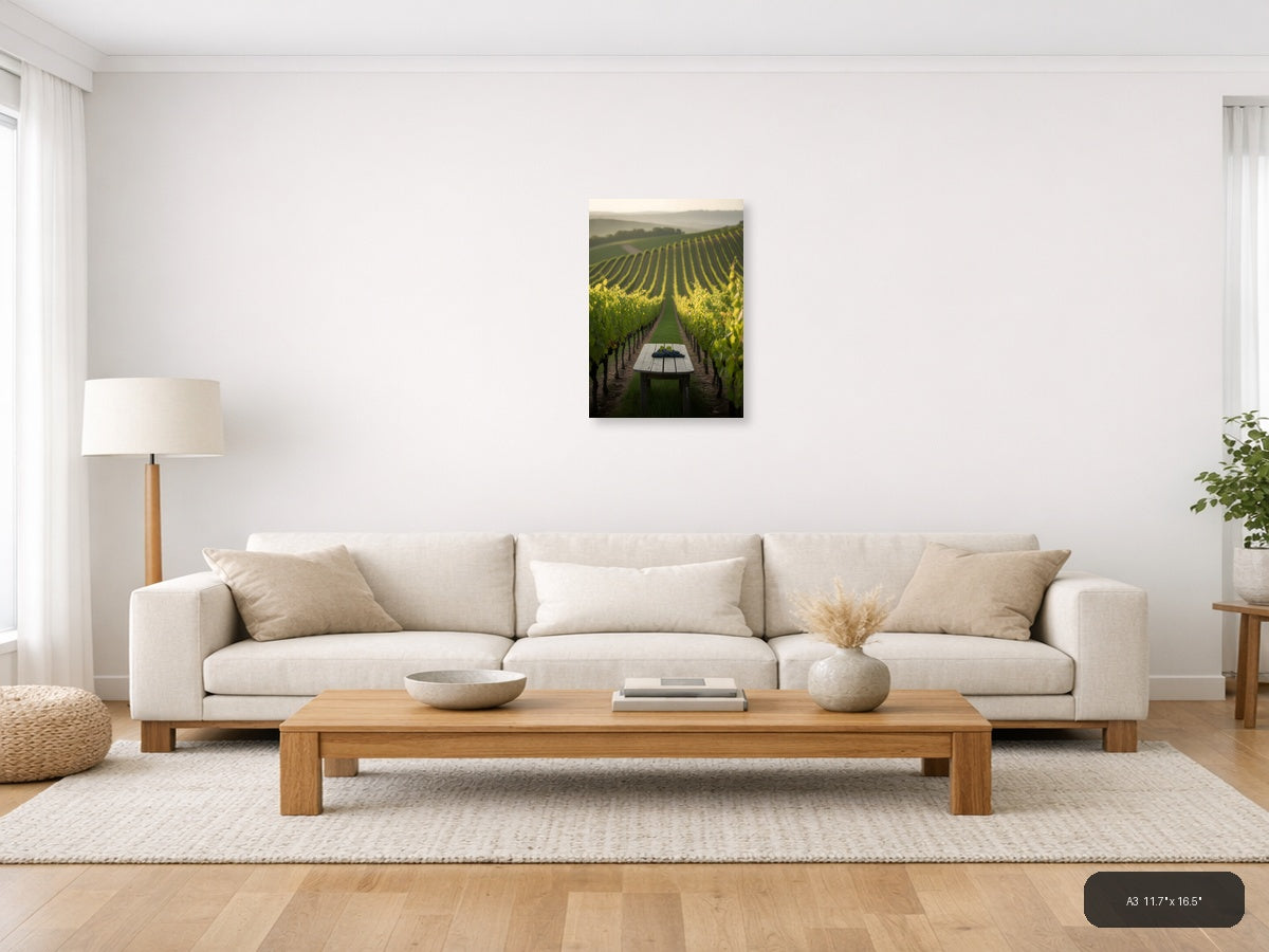 Vineyard Harvest Table Minimalist Wall Art — A3 / Living Room