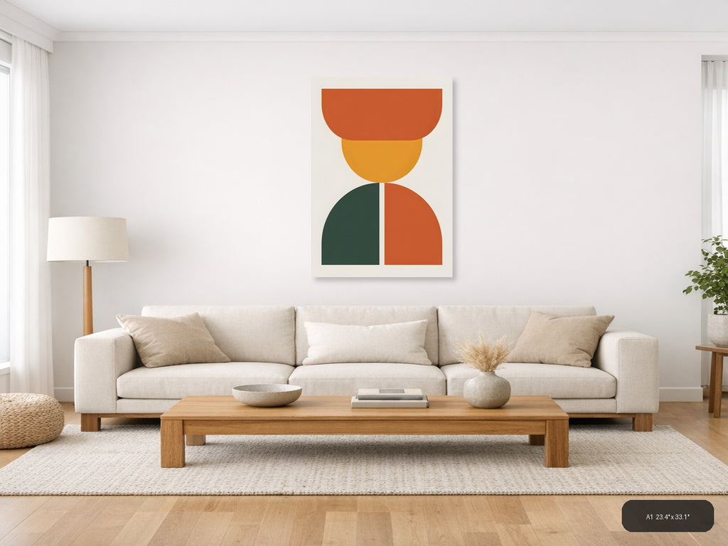 Minimalist Geometric Stacked Shapes Portrait Wall Art — A1 / Living Room