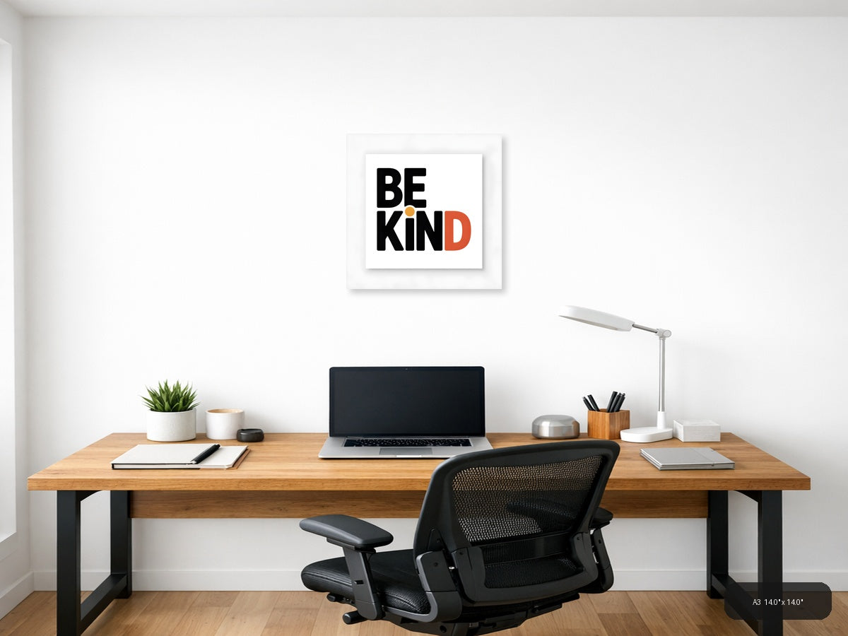 Be Kind Minimalist Typography Wall Art — A3 / Office