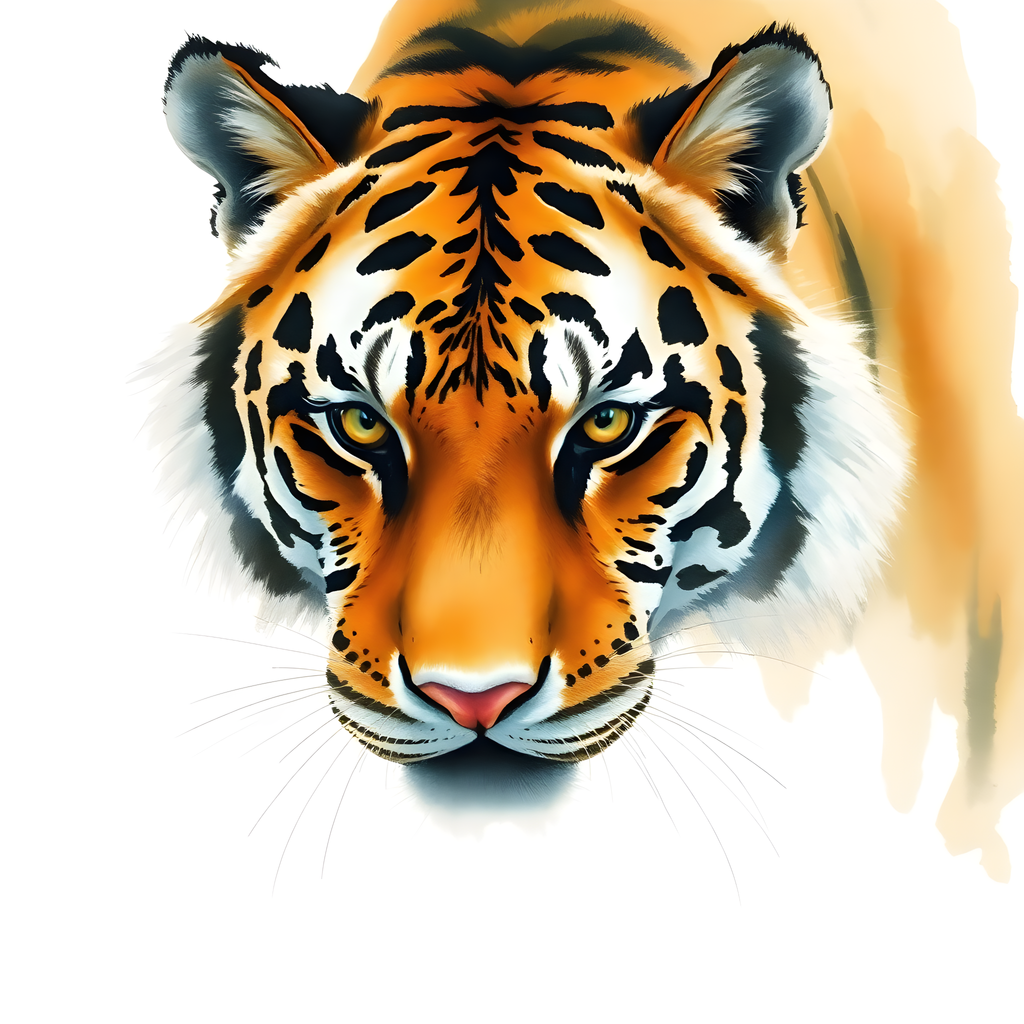 Tiger Face Watercolor Portrait Square Wall Art