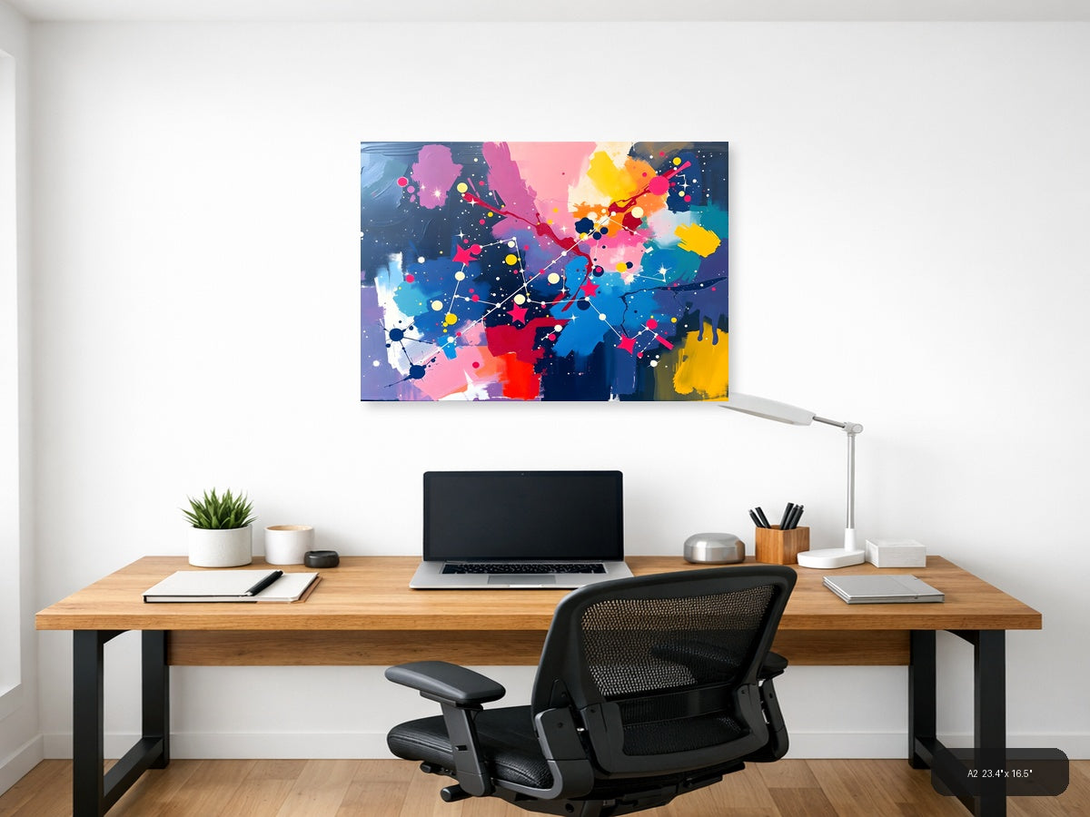 Colorful Abstract Network Constellation Wall Art — A2 / Office