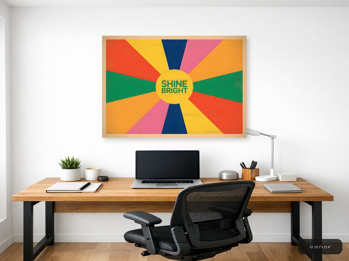 Vintage Sunshine Rays Colorful Retro Wall Art — A1 / Office