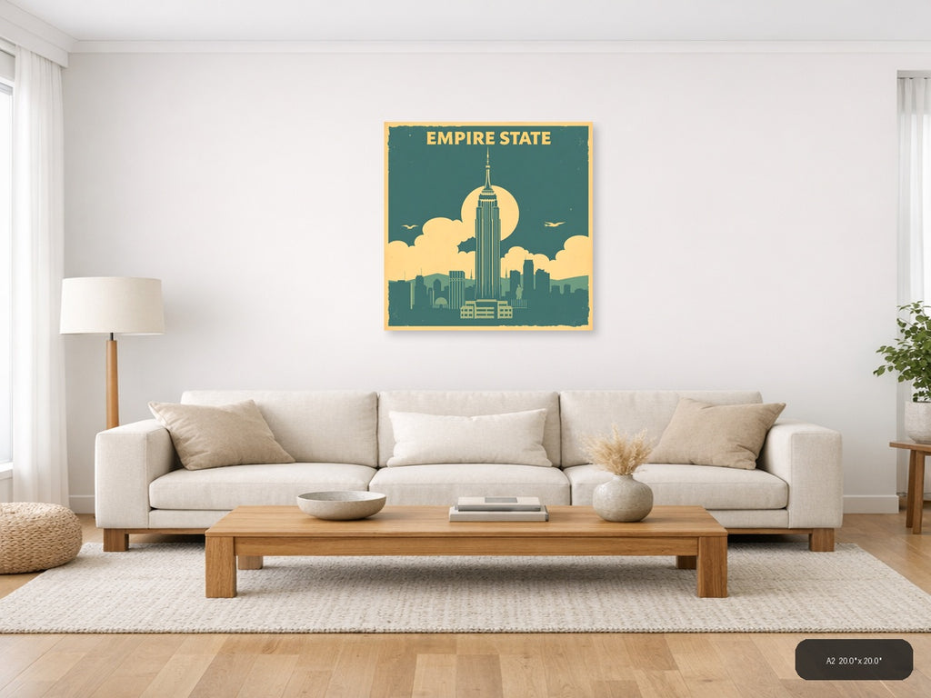 Empire State Building Vintage Art Deco Wall Art — A2 / Living Room