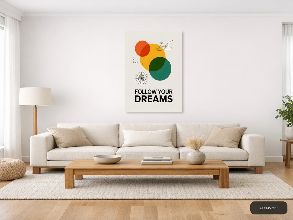 Follow Your Dreams Minimalist Circles Wall Art — A1 / Living Room