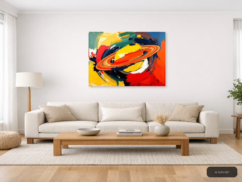 Vibrant Abstract Planet Ring Modern Colorful Wall Art — A2 / Living Room
