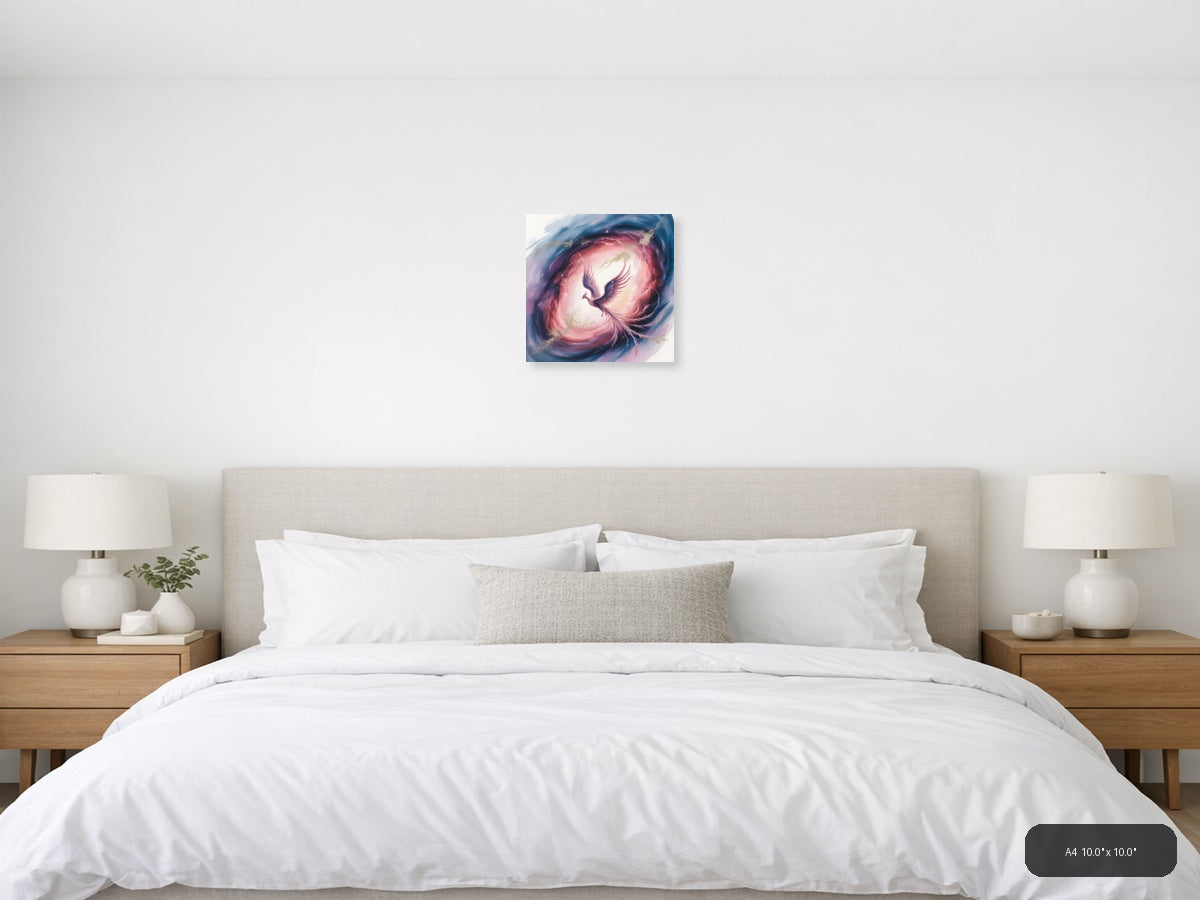 Mystical Phoenix Rising Watercolor Wall Art — A4 / Bedroom