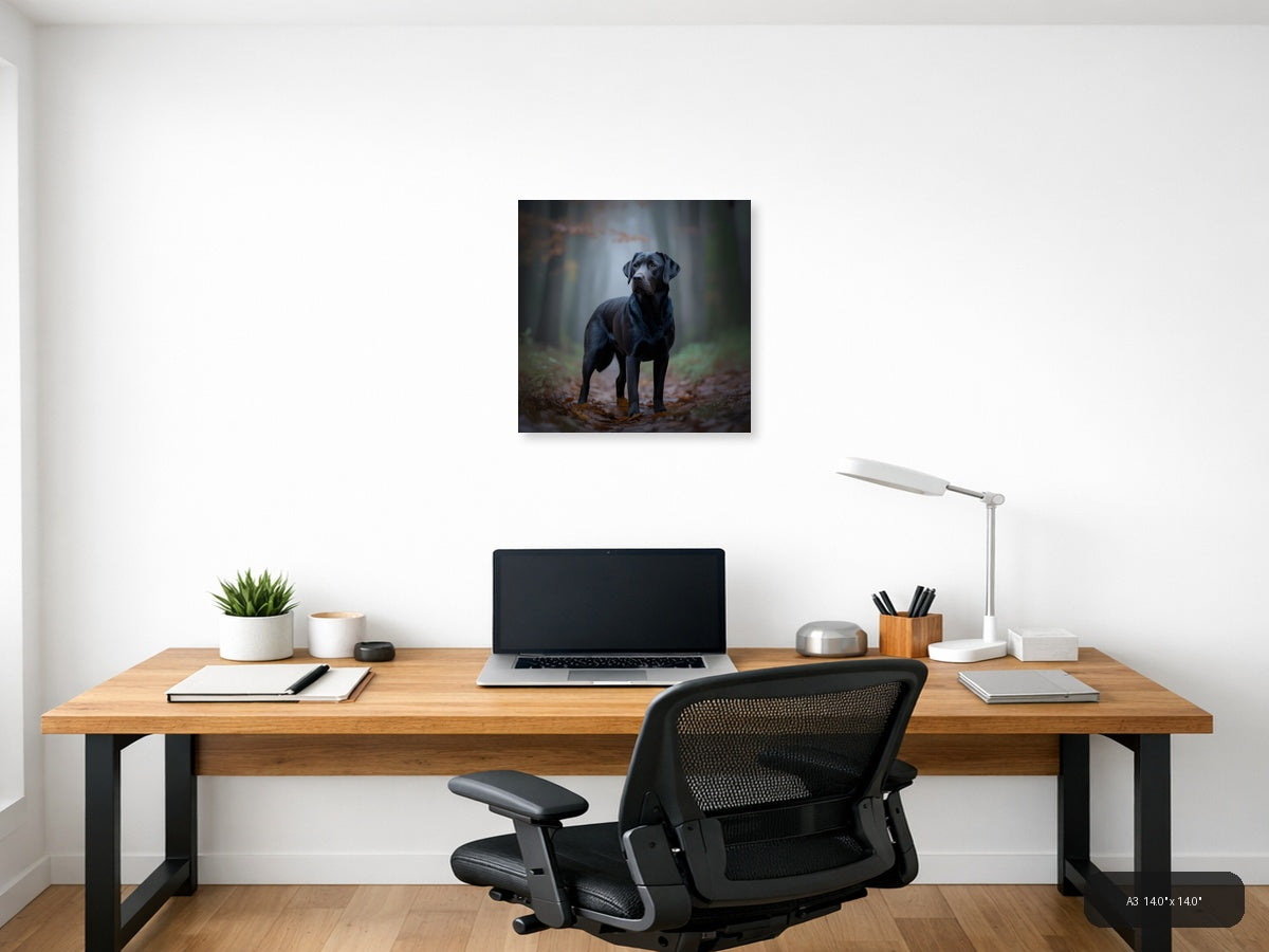 Black Labrador in Forest - Dog Photography Wall Art — A3 / Office