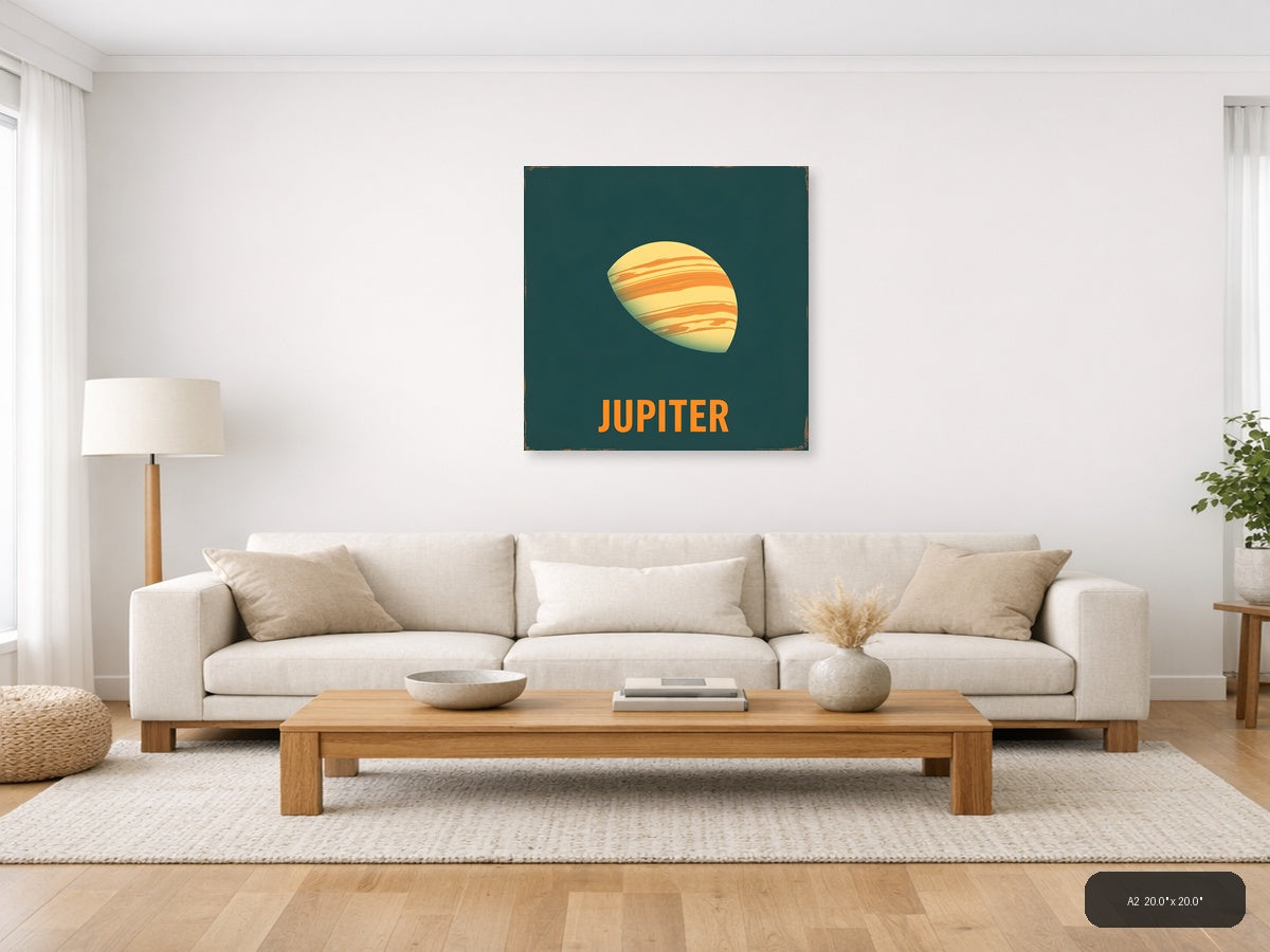 Jupiter Planet Vintage Retro Art - Space Wall Art — A2 / Living Room