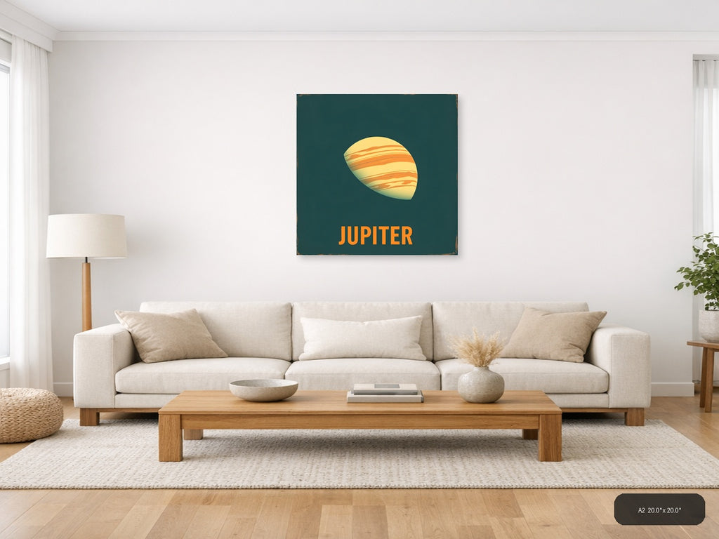 Jupiter Planet Vintage Retro Space Wall Art — A2 / Living Room