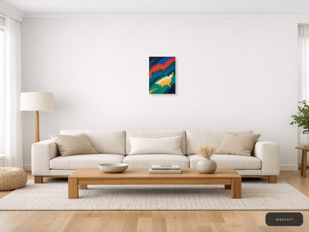 Abstract USA Map with Flowing Ribbons - Modern Wall Art — A4 / Living Room