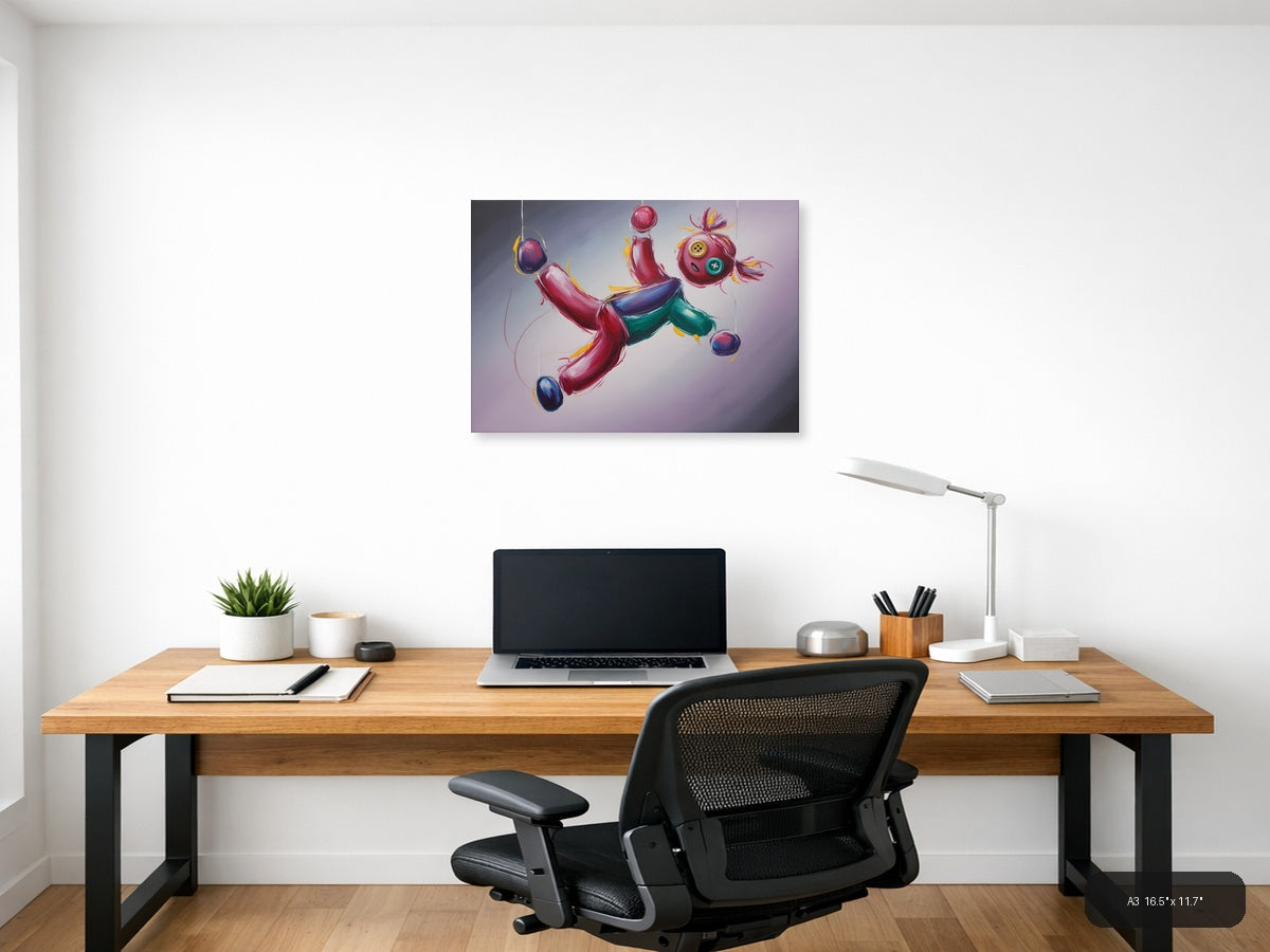 Vibrant Abstract Floating Objects Landscape Wall Art — A3 / Office