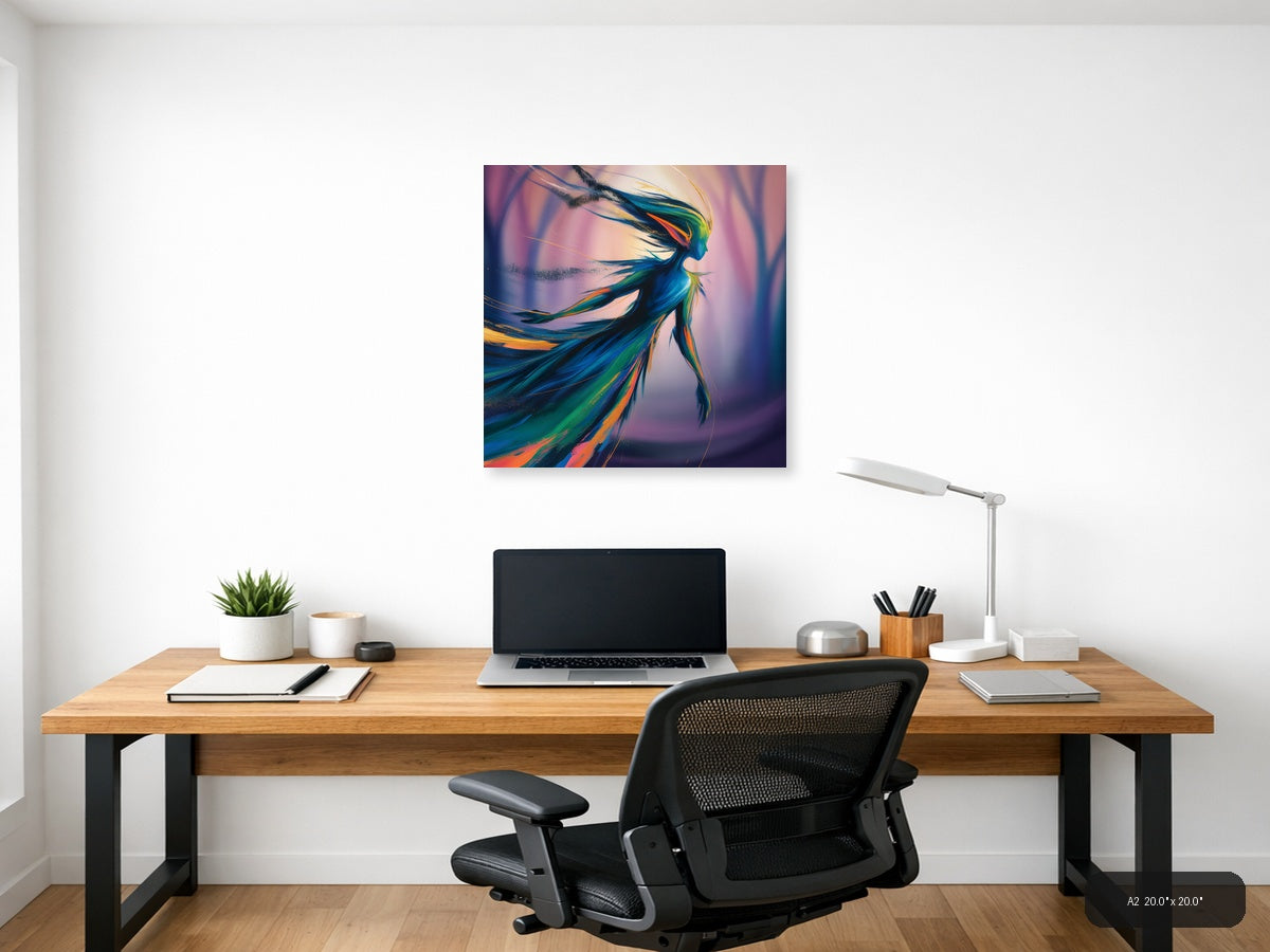 Colorful Abstract Woman Silhouette Wind Flow Wall Art — A2 / Office