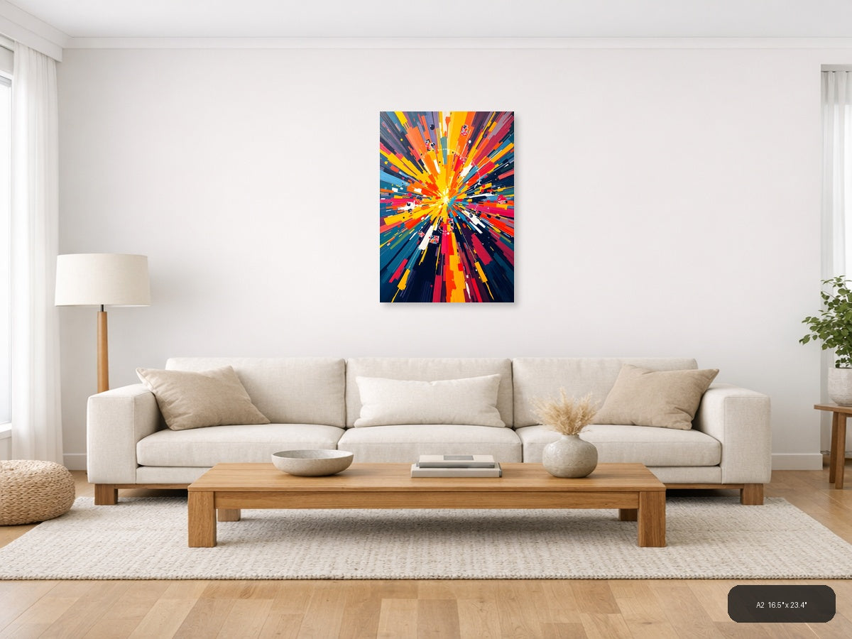 Vibrant Radial Burst Abstract Colorful Wall Art — A2 / Living Room
