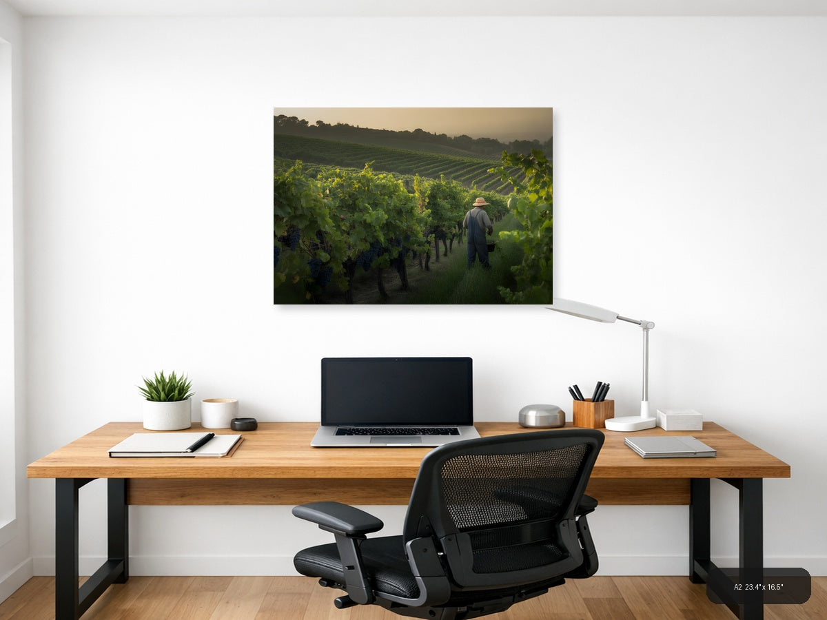 Vineyard Worker at Sunset - Photography Wall Art — A2 / Office