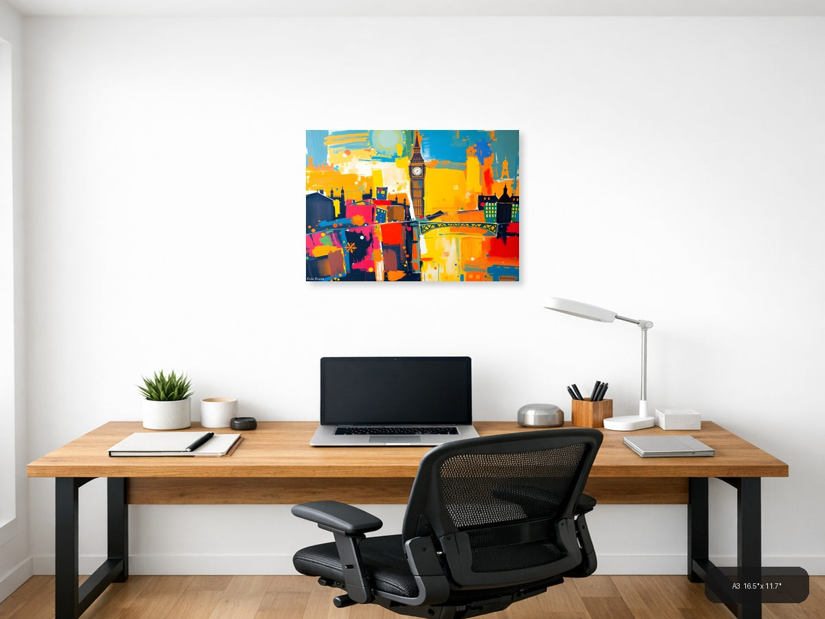 Abstract London Skyline Big Ben Colorful Modern Wall Art — A3 / Office