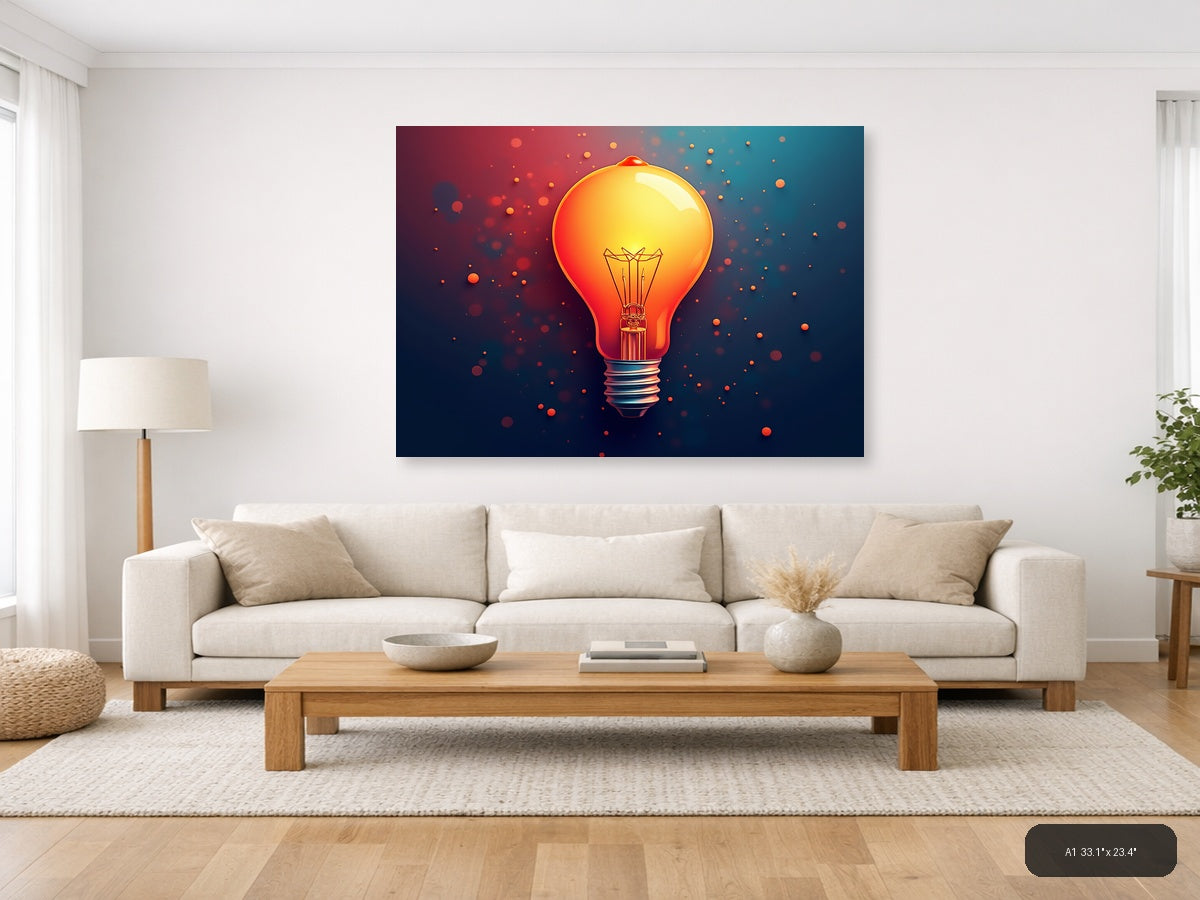 Glowing Light Bulb Abstract Modern Wall Art — A1 / Living Room