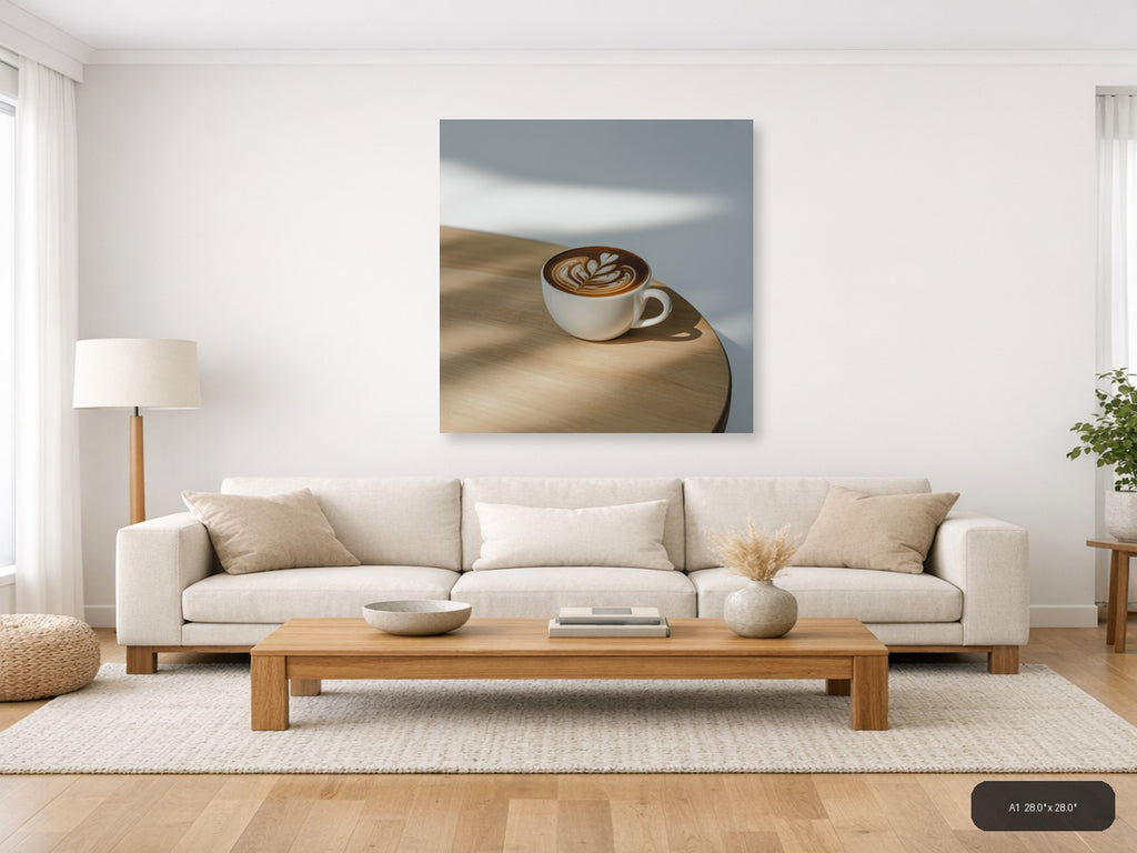 Minimalist Latte Art Coffee Cup Wall Art — A1 / Living Room