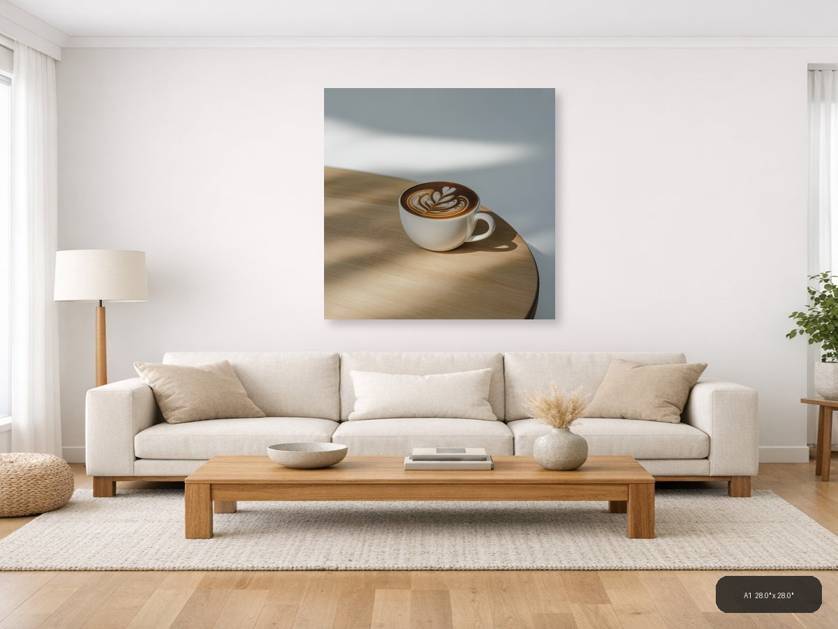 Minimalist Latte Art Coffee Cup Wall Art — A1 / Living Room