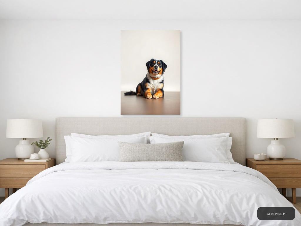 Bernese Mountain Dog Portrait Minimalist Wall Art — A1 / Bedroom