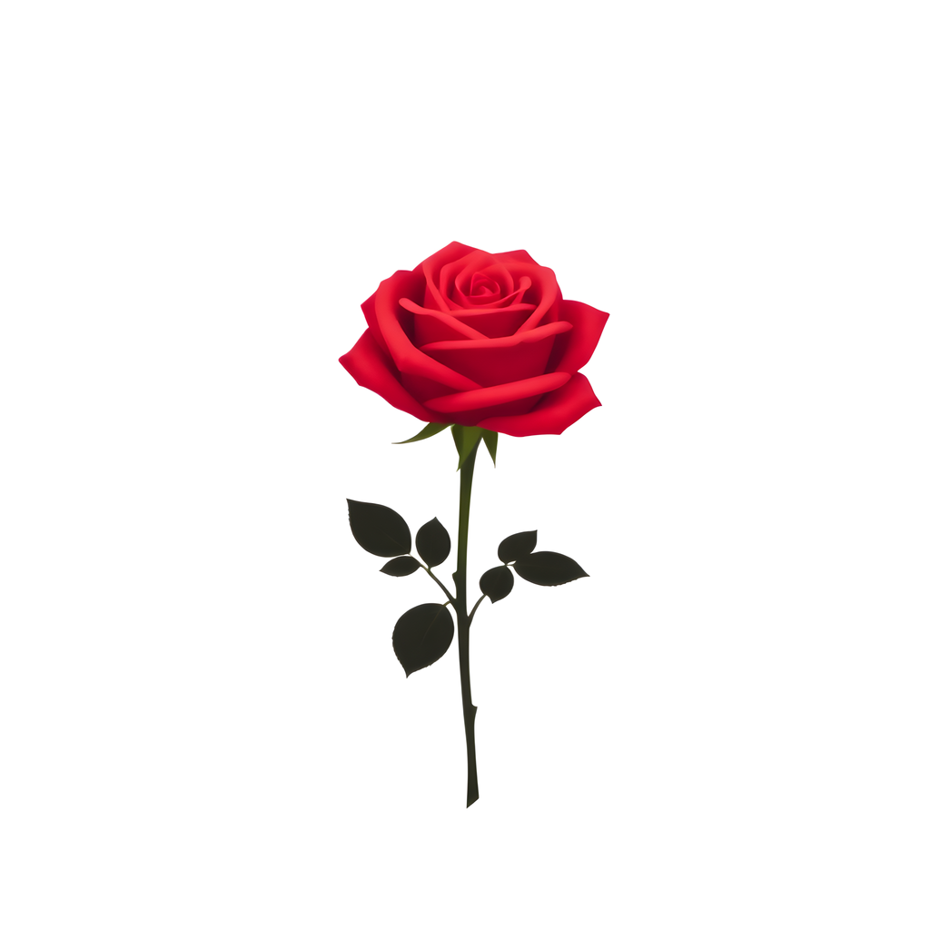 Minimalist Red Rose Single Stem Wall Art
