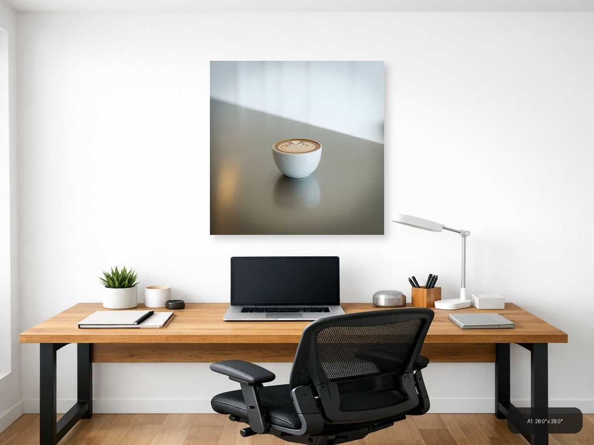 Minimalist Latte Art Coffee Cup Wall Art — A1 / Office