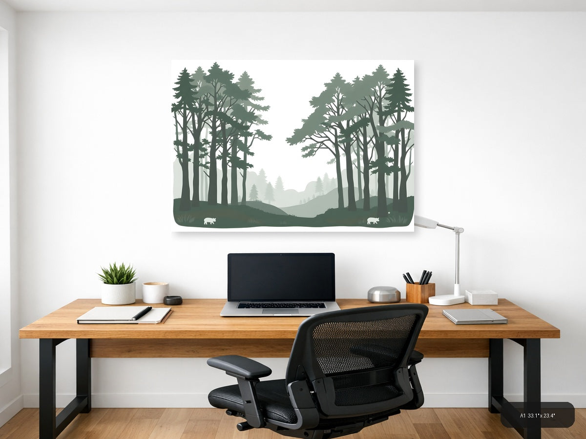 Minimalist Forest Path Landscape Wall Art — A1 / Office