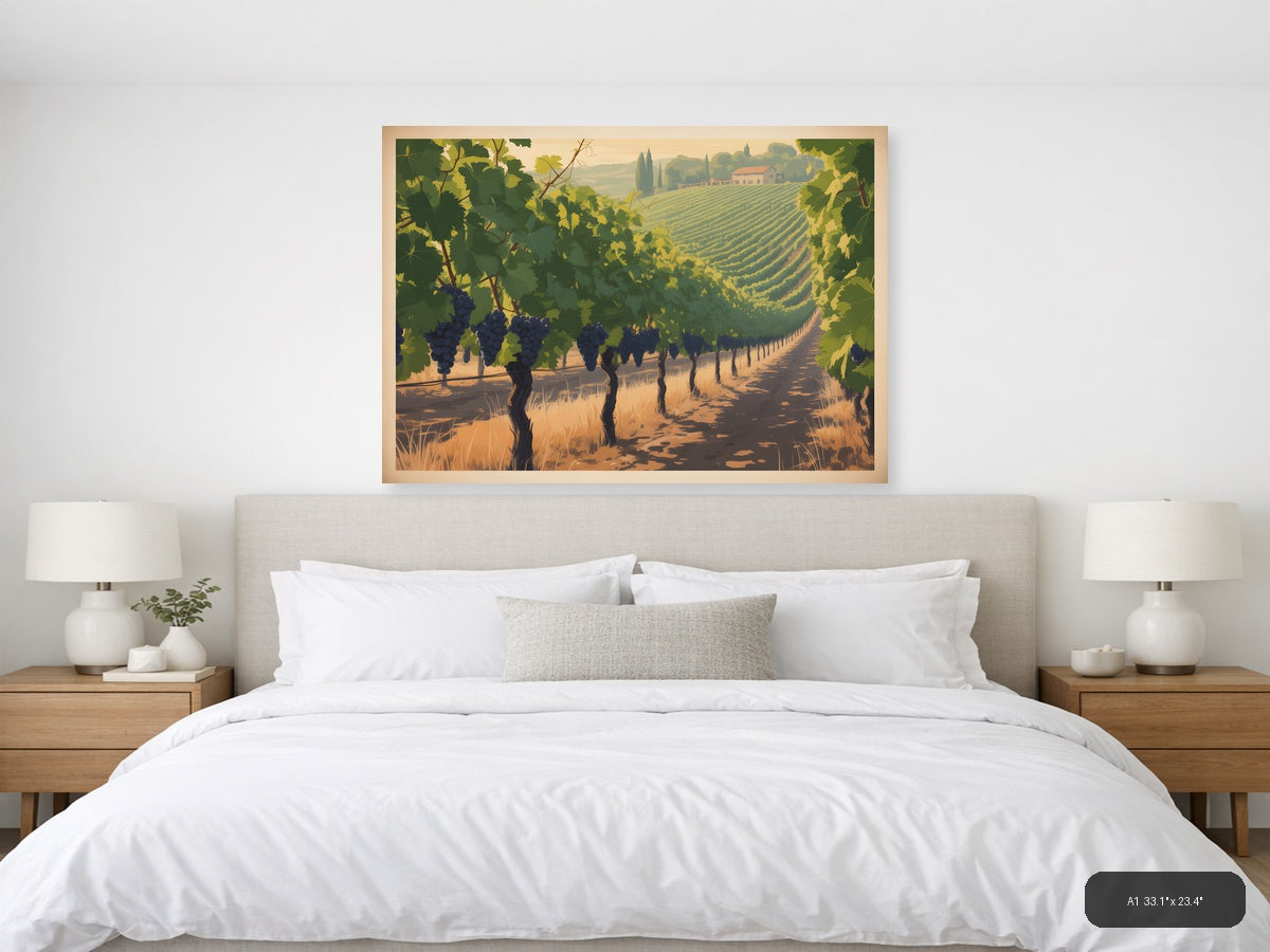 Vintage Tuscany Vineyard Landscape Wall Art — A1 / Bedroom