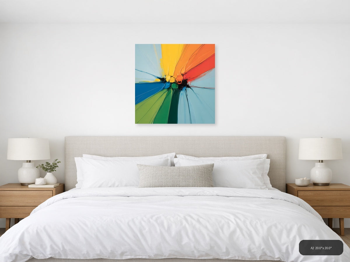 Rainbow Burst Abstract Modern Colorful Wall Art — A2 / Bedroom