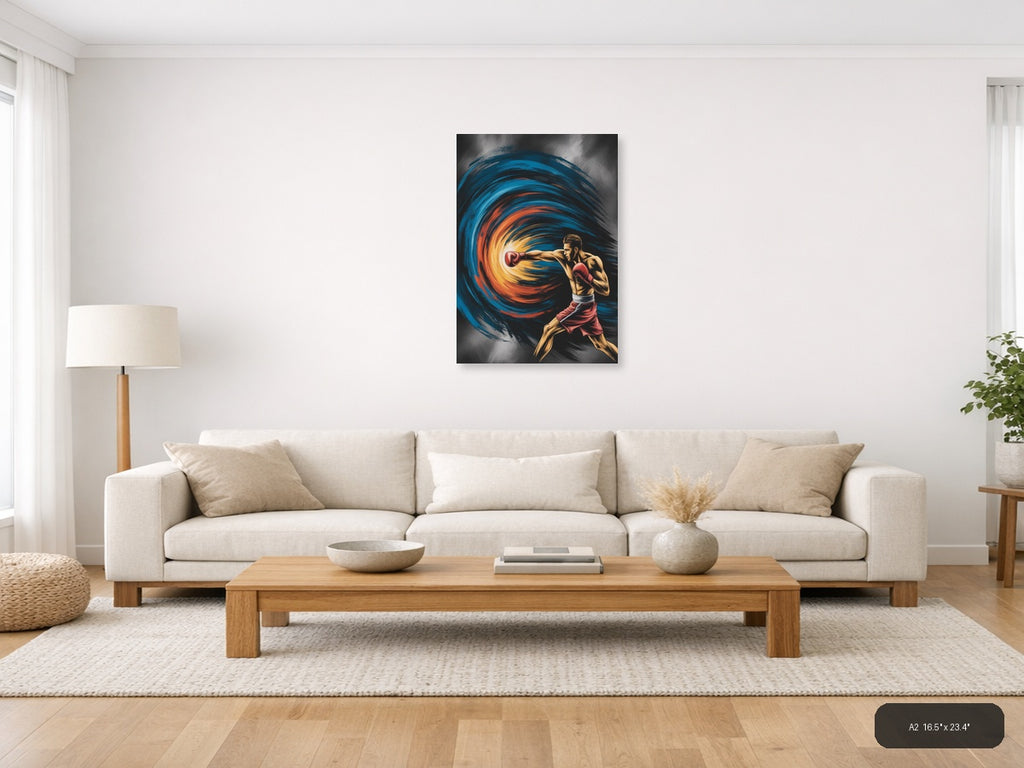 Abstract Boxer Dynamic Energy Swirl Portrait Wall Art — A2 / Living Room