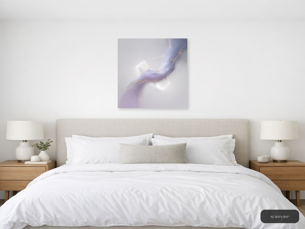 Abstract Lavender Flow with Gold Accents Minimalist Wall Art — A2 / Bedroom