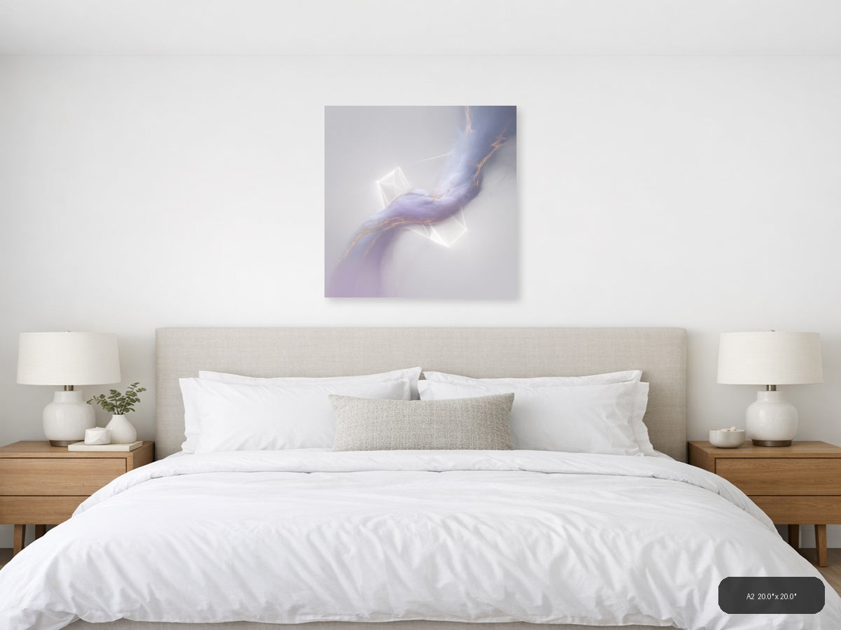 Abstract Lavender Flow with Gold Accents Minimalist Wall Art — A2 / Bedroom