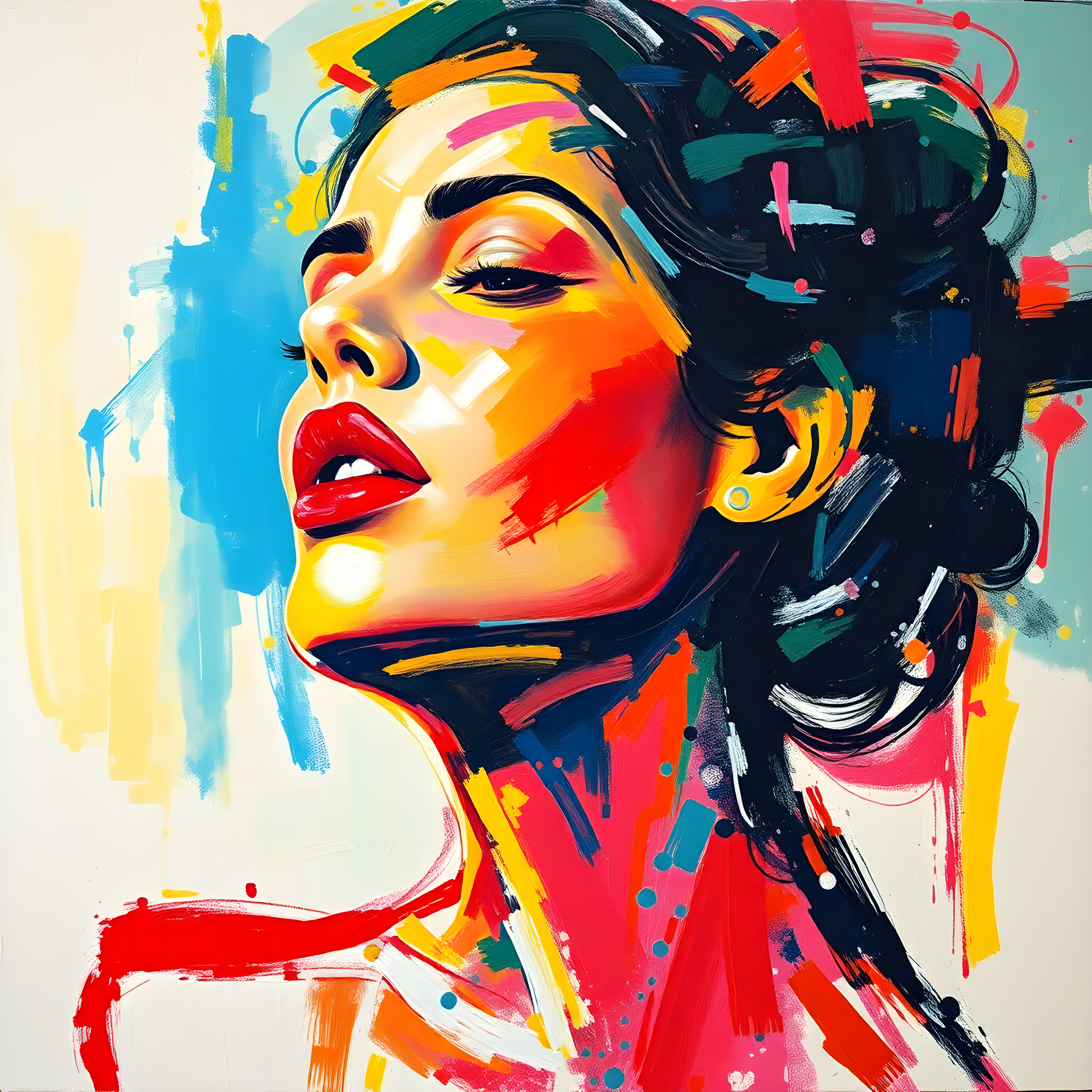 Colorful Abstract Portrait Pop Art Style Wall Art