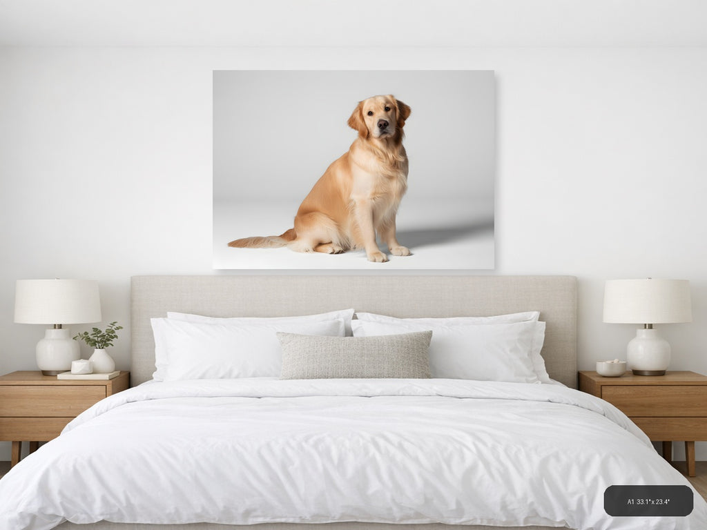 Golden Retriever Portrait Minimalist Wall Art — A1 / Bedroom