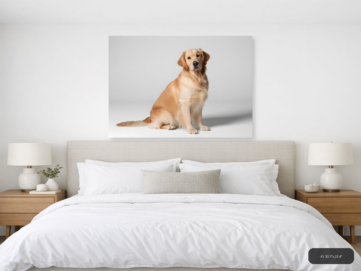 Golden Retriever Portrait Minimalist Wall Art — A1 / Bedroom
