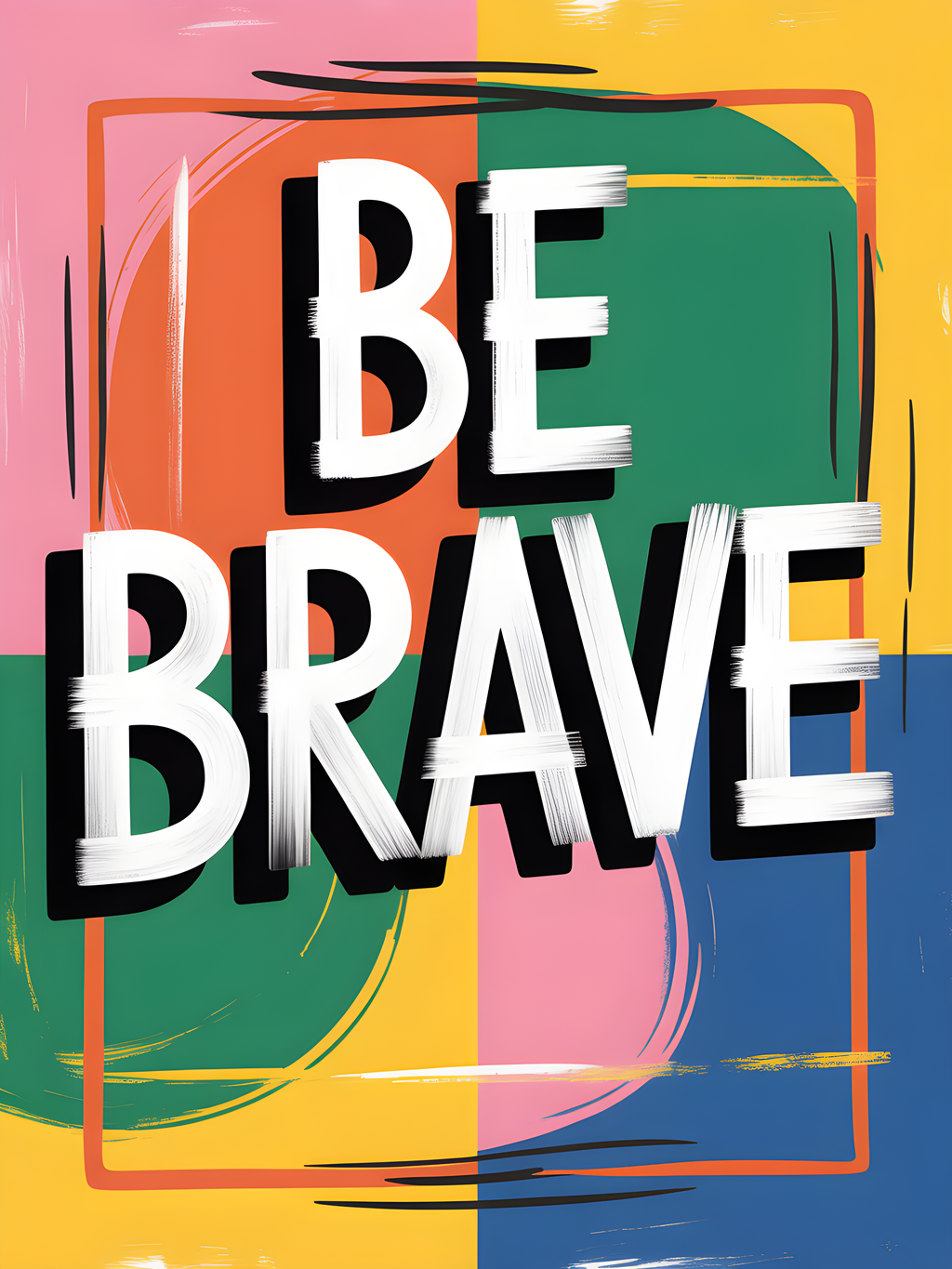 Be Brave Colorful Abstract Block Wall Art